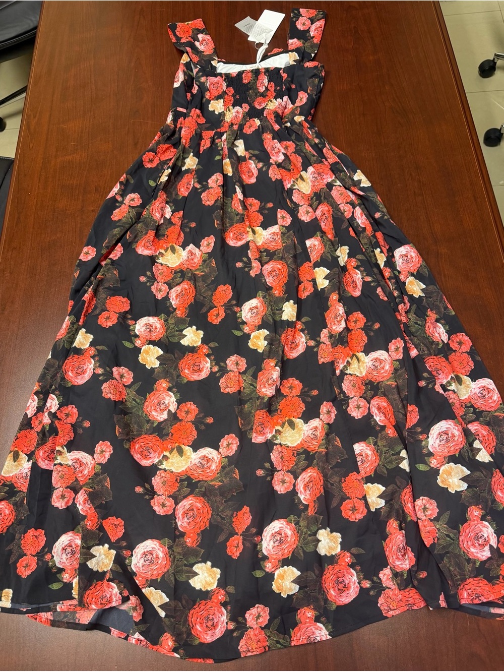 Grace Karin Black Dress with Red Floral Print